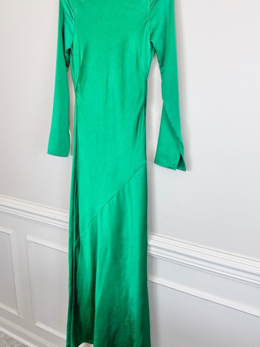 Line & Dot Cassie Bias Open Back Maxi Dress Kelly Green NWT XS Satin Slip Dress